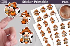 Cow Pumpkin Sticker| Fall Pumpkin Sticker Printable Product Image 1