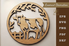 Cow Round Lasercut Decoration SVG Product Image 1