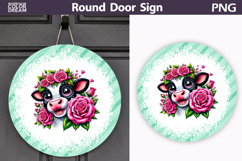 Floral Cow Door Sign | Farmhouse Round Decor Product Image 1