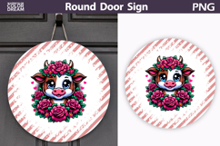 Floral Cow Door Sign | Farmhouse Round Decor Product Image 1