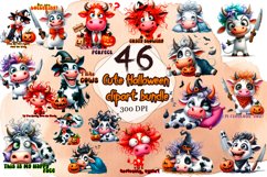 Cow Sarcastic halloween watercolor Clipart Product Image 1
