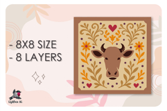 Cute Cow Animal Colored Shadow box SVG Papercut template Product Image 2