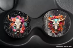 Cow Skull Car Coasters Western Cow Coaster Png for Fall