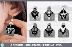 Bundle of six Cow Skull cow tag earrings sublimation designs.