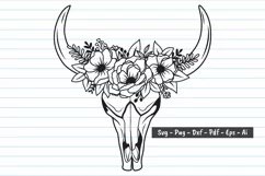 Cow Skull Svg, Cow Flower Svg, Floral Cow Skull Svg Cut File Product Image 1
