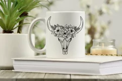 Cow Skull Svg, Cow Flower Svg, Floral Cow Skull Svg Cut File Product Image 5