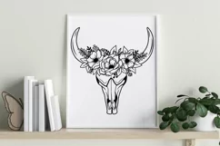 Cow Skull Svg, Cow Flower Svg, Floral Cow Skull Svg Cut File Product Image 6