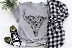 Cow Skull Svg, Cow Flower Svg, Floral Cow Skull Svg Cut File Product Image 3