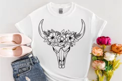Cow Skull Svg, Cow Flower Svg, Floral Cow Skull Svg Cut File Product Image 2