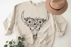 Cow Skull Svg, Cow Flower Svg, Floral Cow Skull Svg Cut File Product Image 4