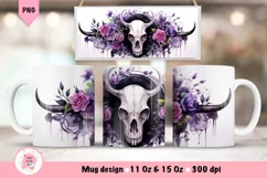 Cow skull Mug Wrap Sublimation Designs, 3d Mug, Cow Png