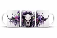 Cow skull Mug Wrap Sublimation Designs, 3d Mug, Cow Png