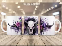 Cow skull Mug Wrap Sublimation Designs, 3d Mug, Cow Png