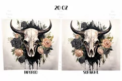 Highland Cow Skull Tumbler Wrap Sublimation Design Png, Uvalde Strong, Wild West Png, Texas Longhorn