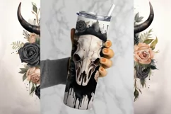 Highland Cow Skull Tumbler Wrap Sublimation Design Png, Uvalde Strong, Wild West Png, Texas Longhorn