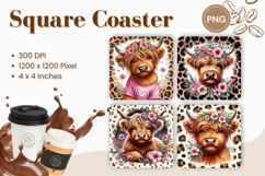 Highland Cow Coasters Square Western Highlanders Accessories Product Image 1