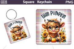 Fall Square Keychain | Highland Cow Pumpkin Sunflower Product Image 1