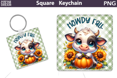 Fall Square Keychain | Cow Pumpkin Sunflower Sublimation Product Image 1