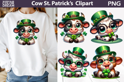 St Patrick Cow Clipart | Lucky Shamrock Sublimation Product Image 1
