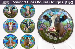 Cow Stained Glass PNG | Stained Glass Cow Round Product Image 1