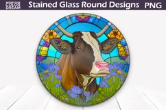 Stained Glass Round Design | Cow Stained Glass Sublimation Product Image 1