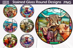 Stained Glass Cow | Stained Glass Round Sublimation Product Image 1