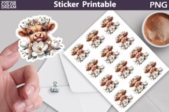 Highland Cow Magnolia Sticker | Cow Flowers sticker Product Image 1