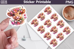 Highland Cow Tulip Sticker | Spring Cow Flowers sticker Product Image 1