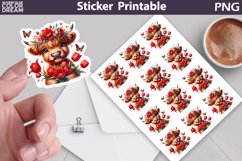 Highland Cow Tulip Sticker | Spring Cow Flowers sticker Product Image 1