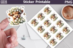 Highland Cow White Tulip Sticker | Spring Cow Flower sticker Product Image 1