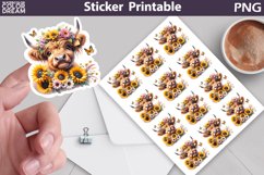 Highland Cow Sunflower Sticker | animal farm Flowers sticker Product Image 1