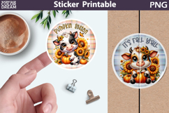 Fall Sticker Printable | Cow Pumpkin Sunflowers Sticker Product Image 1