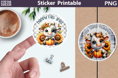 Fall Sticker Printable | Cow Pumpkin Sunflowers Sticker Product Image 1