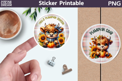 Fall Sticker Printable | Highland Cow Pumpkin Sunflowers Product Image 1