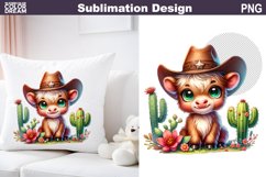 Highland Cow Cowboy Sublimation | Western Animal Sublimation Product Image 1