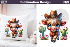 Highland Cow Cowboy Sublimation | Western Animal Sublimation Product Image 1