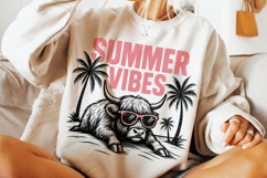 Summer Vibes PNG, Highland Cow Summer PNG, Beach PNG, Retro Product Image 2