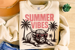 Summer Vibes PNG, Highland Cow Summer PNG, Beach PNG, Retro Product Image 3