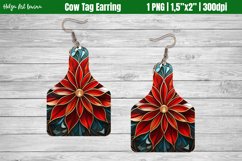 Cow Tag Earring Sublimation | Christmas poinsettia PNG Product Image 1