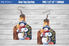 Cow Tag Earring Sublimation | Snowman PNG Product Image 1