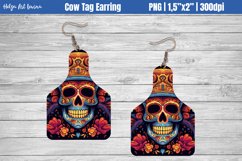 Cow Tag Earring Sublimation | Halloween Skull PNG Product Image 1