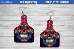 Cow Tag Earring Sublimation | Halloween Skull PNG Product Image 1