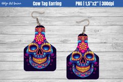Cow Tag Earring Sublimation | Halloween Skull PNG Product Image 1