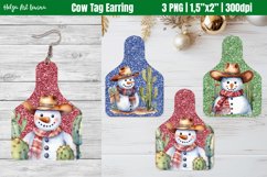 Cow Tag Earring Sublimation | Snowmen PNG Product Image 1