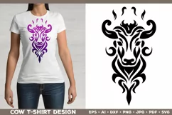 Cow T-shirt design. Cow SVG Cut File. Cow Tattoo Silhouette Product Image 2