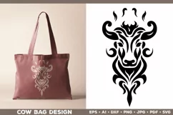 Cow T-shirt design. Cow SVG Cut File. Cow Tattoo Silhouette Product Image 3