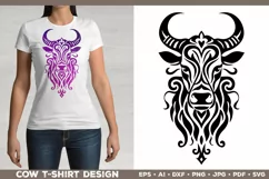 Cow T-shirt design. Cow SVG Cut File. Cow Tattoo Silhouette Product Image 1