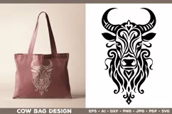 Cow T-shirt design. Cow SVG Cut File. Cow Tattoo Silhouette Product Image 3