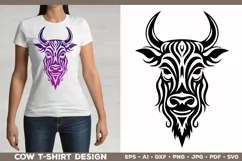 Cow T-shirt design. Cow SVG Cut File. Cow Tattoo Silhouette Product Image 2