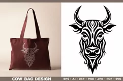 Cow T-shirt design. Cow SVG Cut File. Cow Tattoo Silhouette Product Image 3